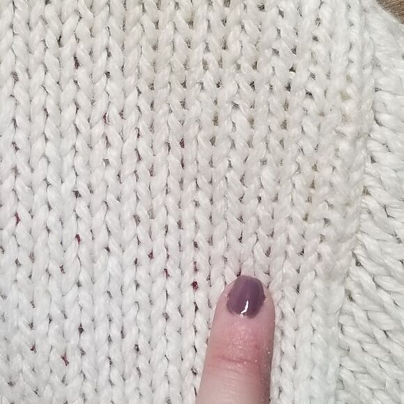 Vntg Gitano Wmns Sz S Oversized Sweater Ivory White Red Snowflake Fair Isle Flaw - Picture 8 of 14